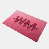 Paillasson Monogramme Motif rose à maillage géométrique rose (Incliné)