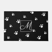 Paillasson Monogramme | Noir & blanc mignon Chien Chien Empre (Devant)