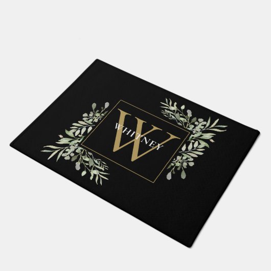 Paillasson Monogramme noir Elégant Vert (Incliné)