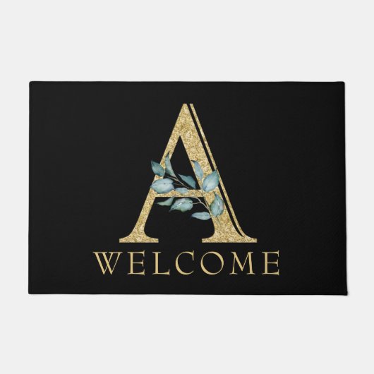 Paillasson Monogramme Or Classy A avec verdure (Devant)