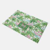 Paillasson Monogramme Palmiers Tropicaux Rose et Vert Prépa (Incliné)