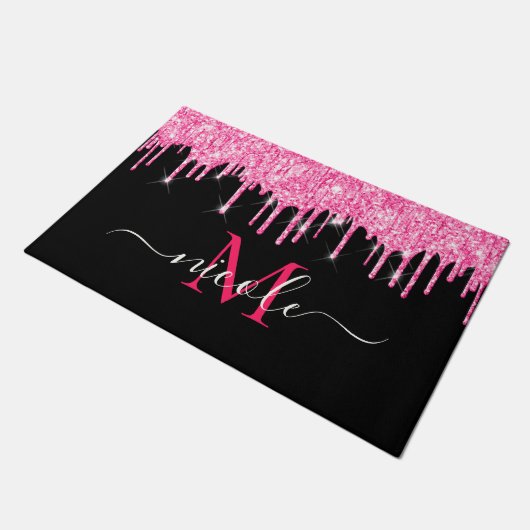 Paillasson Monogramme Parties scintillant à séchage rose chau (Incliné)
