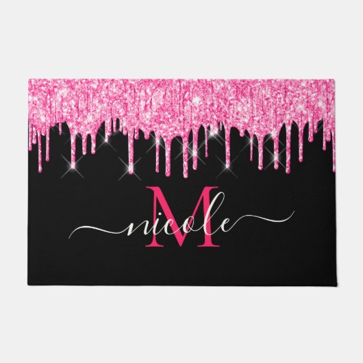 Paillasson Monogramme Parties scintillant à séchage rose chau (Devant)