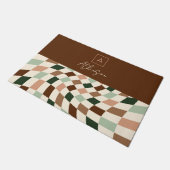 Paillasson Monogramme personnalisé Boho Warered Checkerboard (Incliné)