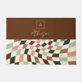 Paillasson Monogramme personnalisé Boho Warered Checkerboard (Devant)