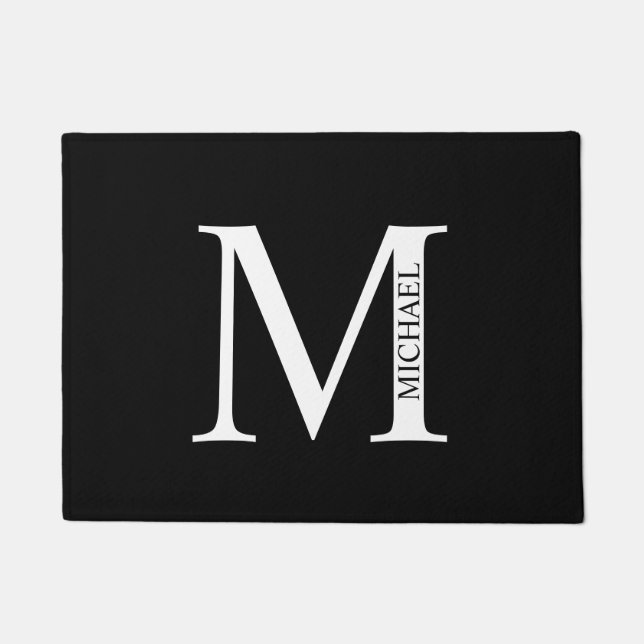 Paillasson Monogramme personnalisé et porte de nom (Devant)