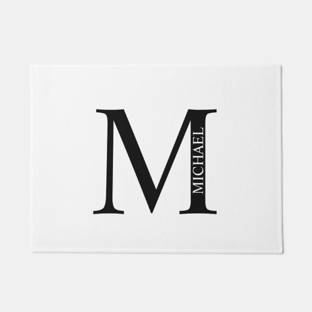 Paillasson Monogramme personnalisé et porte de nom (Devant)