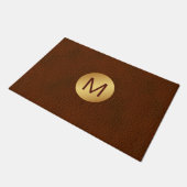 Paillasson Monogramme personnalisé Faux initiaux Cuir Brown e (Incliné)