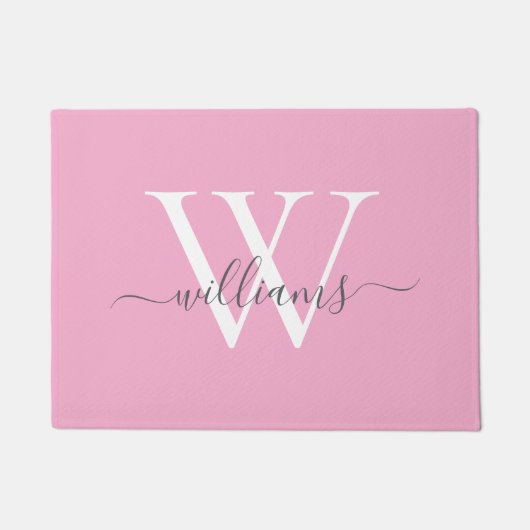 Paillasson Monogramme personnalisé gris rose fuselé de la fil (Devant)