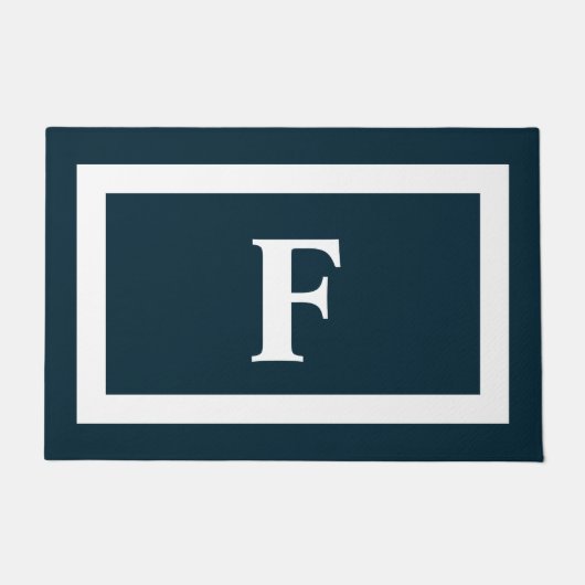 Paillasson Monogramme personnalisé Marine bleu blanc initial (Devant)