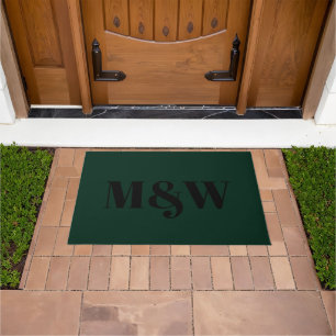 Paillasson Monogramme personnalisé moderne vert pin foncé