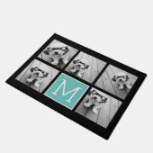 Paillasson Monogramme photo Collage turquoise et noir Instagr (Incliné)