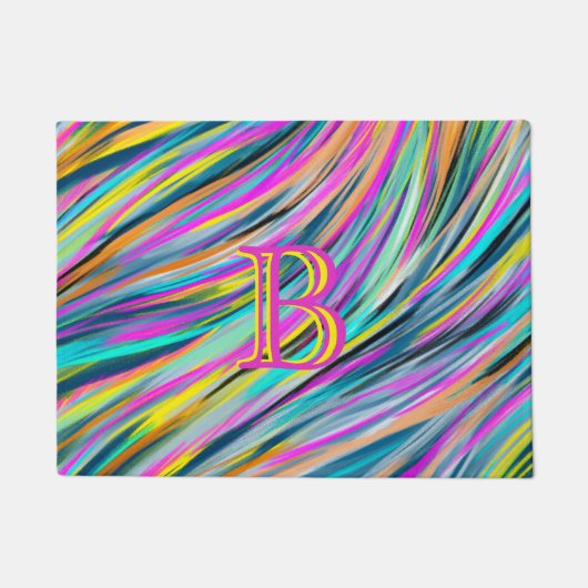 Paillasson Monogramme psychédélique à la mode Multicolor Neon (Devant)