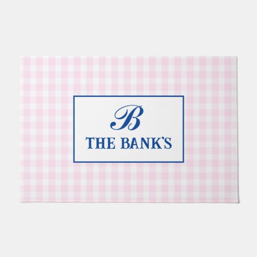 Paillasson Monogramme rose En vichy Preppy (Devant)