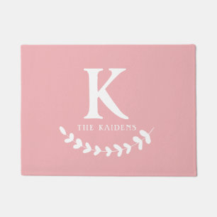 Paillasson Monogramme rose pâle - Nom initial et famille