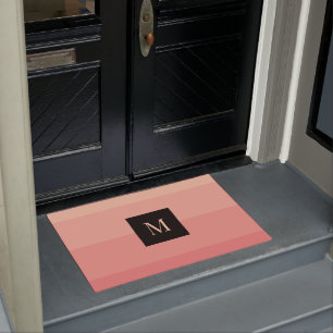 Paillasson Monogramme Rose Rayure Horizontale Féminin Féminin
