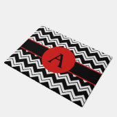 Paillasson Monogramme rouge initial noir blanc Chevron ZigZag (Incliné)