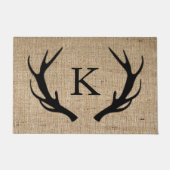 Paillasson Monogramme Rustique Deer Antler Faux Burlap (Devant)