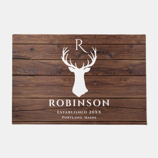 Paillasson Monogramme Rustique Famille Bois Styled Cerf Antle (Devant)