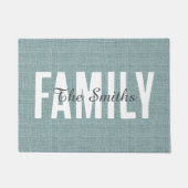 Paillasson Monogramme Rustique Jute Blue Burlap Famille (Devant)