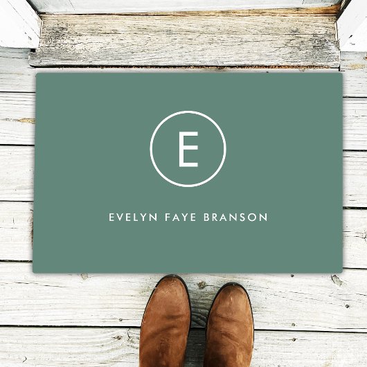 Paillasson Monogramme Sage Vert minimaliste Simple Moderne Sc