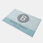 Paillasson Monogramme Style marocain moderne Porte Mat, Grey  (Incliné)