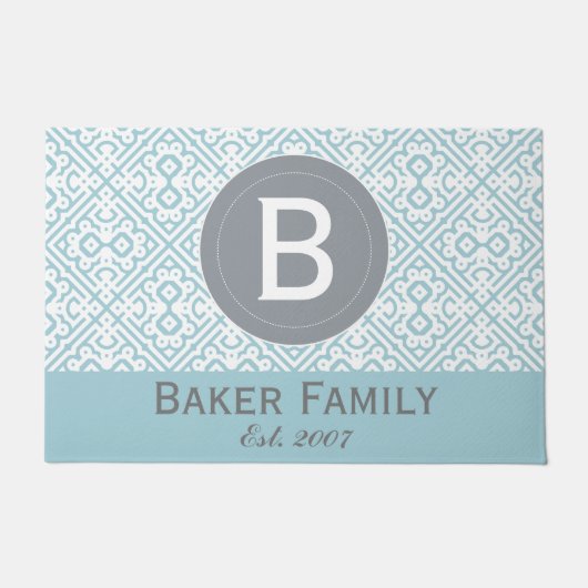 Paillasson Monogramme Style marocain moderne Porte Mat, Grey  (Devant)