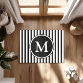 Paillasson Monogramme Sur Bandes Noires Et Blanches