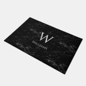 Paillasson Monogramme sur marbre noir Moderne Elégant Nom bla (Incliné)