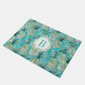 Paillasson Monogramme tropical d'aquarelle HEURE d'ANANAS (Incliné)