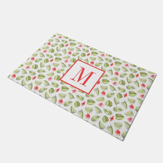 Paillasson Monogramme Tropical Palm Feuille Motif (Incliné)