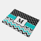 Paillasson Monogramme turquoise de Chevron de trèfle (Incliné)
