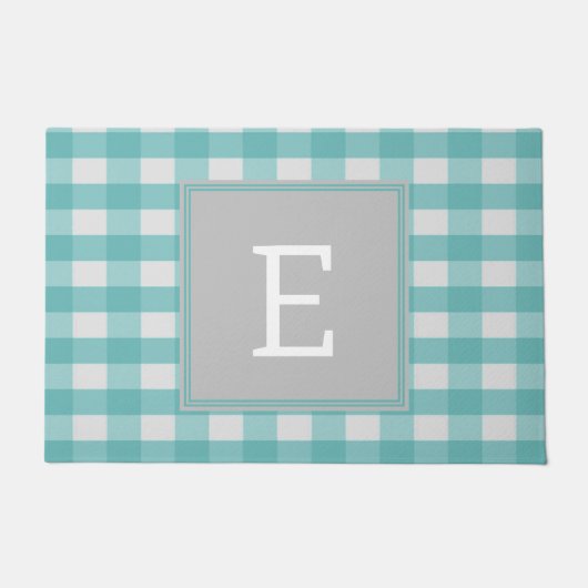 Paillasson Monogramme turquoise Plaid Buffalo (Devant)