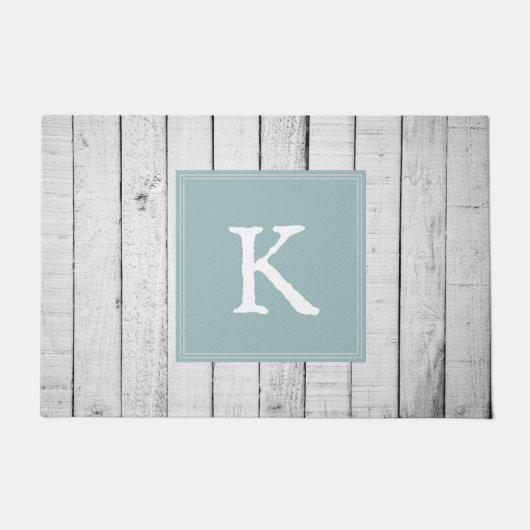 Paillasson Monogramme turquoise rustique (Devant)