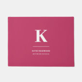 Paillasson Monogramme typographique moderne minimaliste rose  (Devant)