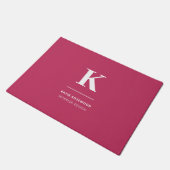Paillasson Monogramme typographique moderne minimaliste rose  (Incliné)