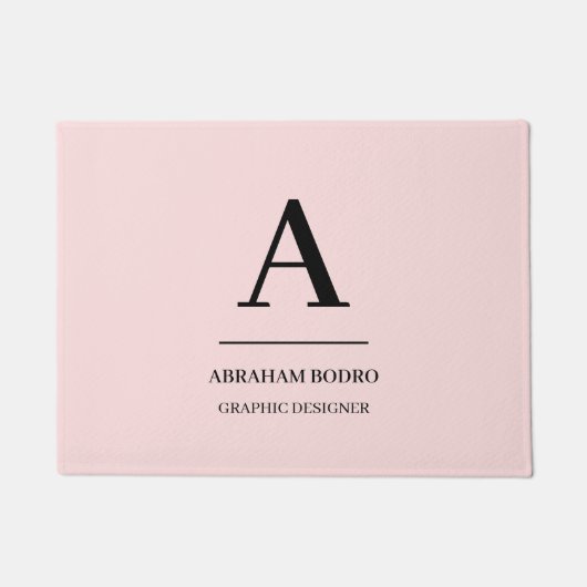 Paillasson Monogramme Typographique Moderne Rose Chaud Minima (Devant)