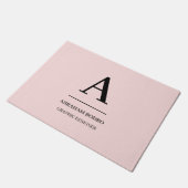 Paillasson Monogramme Typographique Moderne Rose Chaud Minima (Incliné)