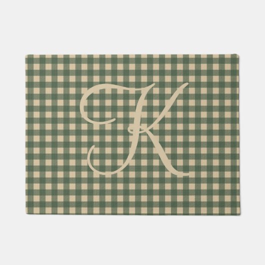 Paillasson Monogramme Vert Tan Buffalo Plaid Russe Pays (Devant)