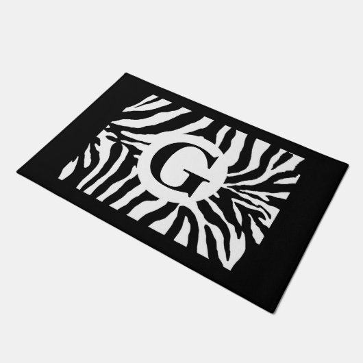 Paillasson Monogramme Zebra à la mode Imprimer Mat de porte (Incliné)