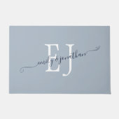 Paillasson Monogrammes Initiales Couples Noms Dusty Blue (Devant)