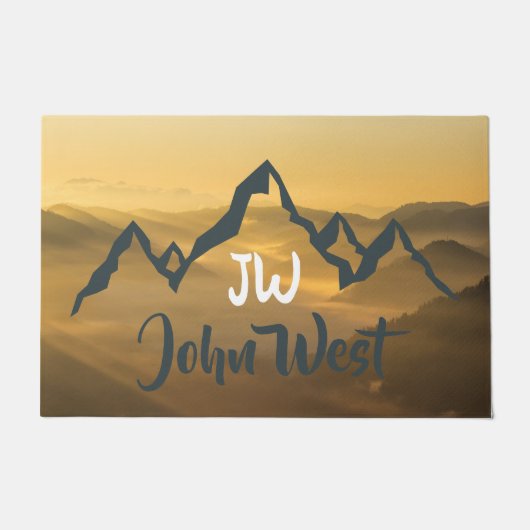 Paillasson Monographie de montagnes personnalisables Gold sun (Devant)