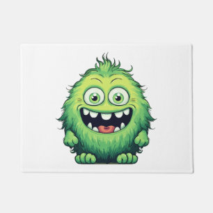 Paillasson Monstre de dessin animé vert mignon souriant