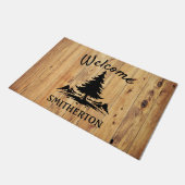 Paillasson Montagnes Arbres Bois rustique Nom de famille (Incliné)
