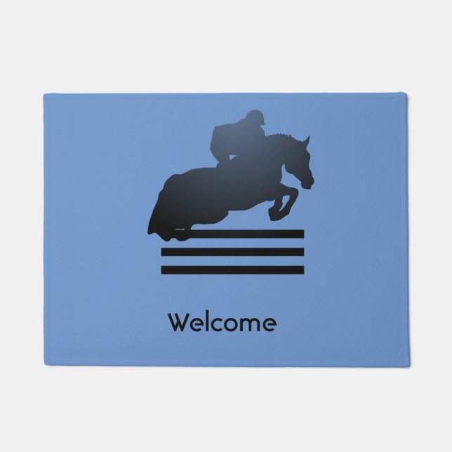 Paillasson Montrez le cavalier qui franchit un obstacle. (Devant)