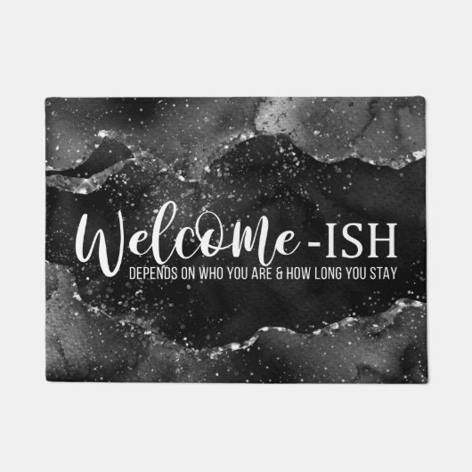 Paillasson Moody Agate | Onyx Black Silver Goth Welcome Ish (Devant)