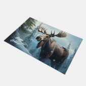 Paillasson Moose d'hiver de texte personnalisé (Incliné)