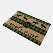 Paillasson Moose On Green Black Buffalo Check Plaid Motif (Incliné)