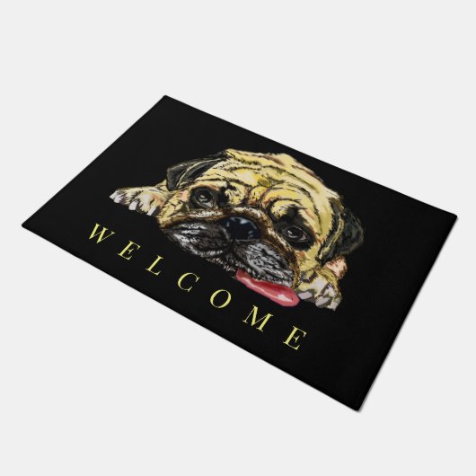 Paillasson Mops - Bienvenue (Incliné)