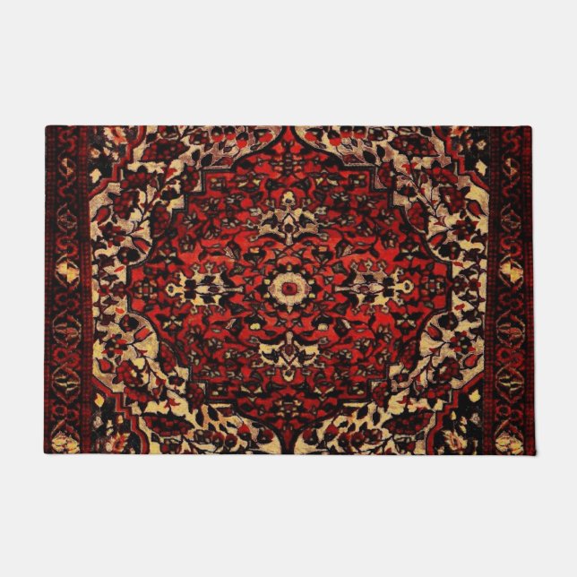 Paillasson Moquette persane look rouge foncé et crème  (Devant)